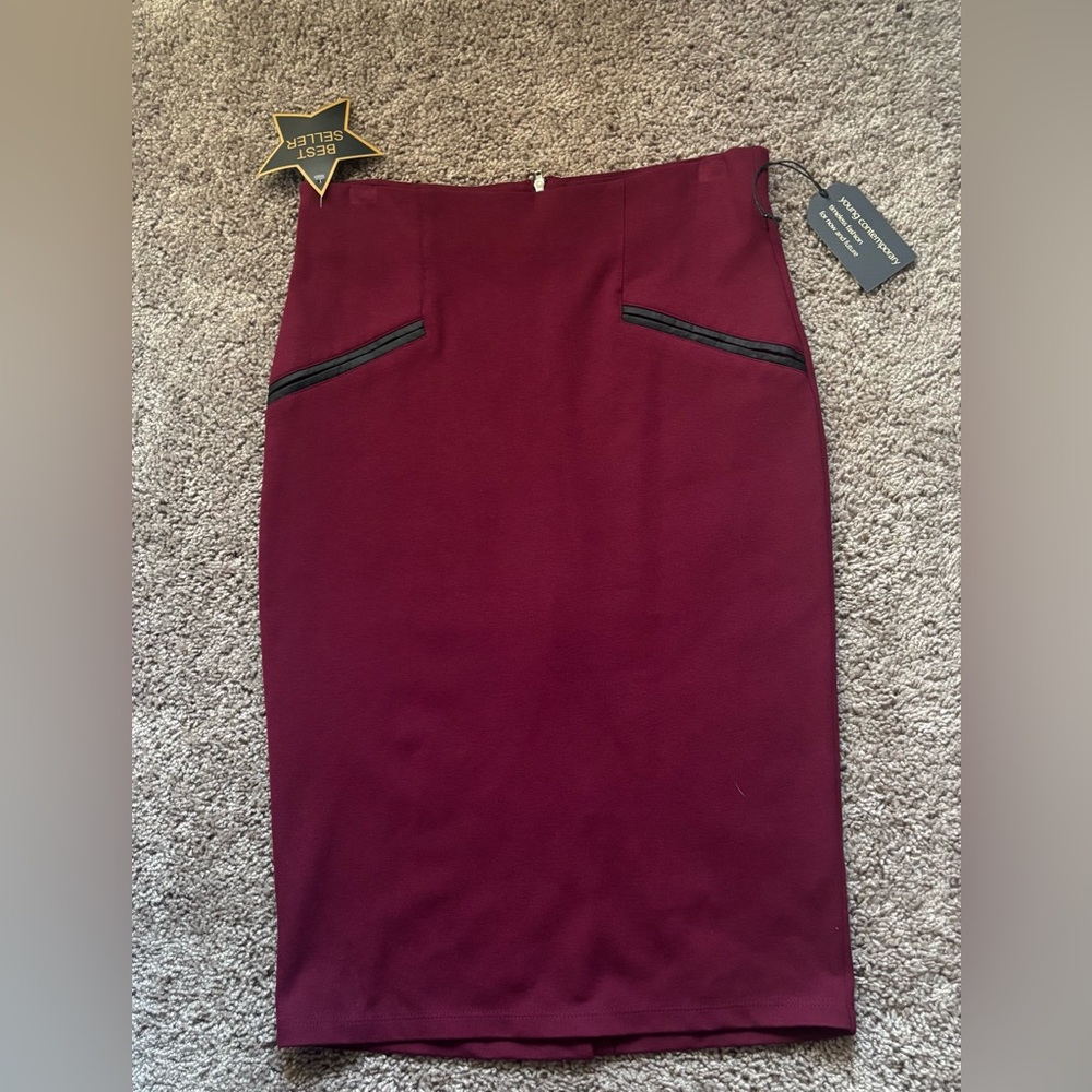 Elegant Burgundy Pencil Skirt